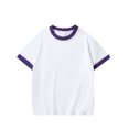 thumbnail image 5 of Girls Ringer T Shirt Kids Short Sleeve Crew Neck Contrast Trim Tee Retro School Summer Classic Casual Top, 5 of 5