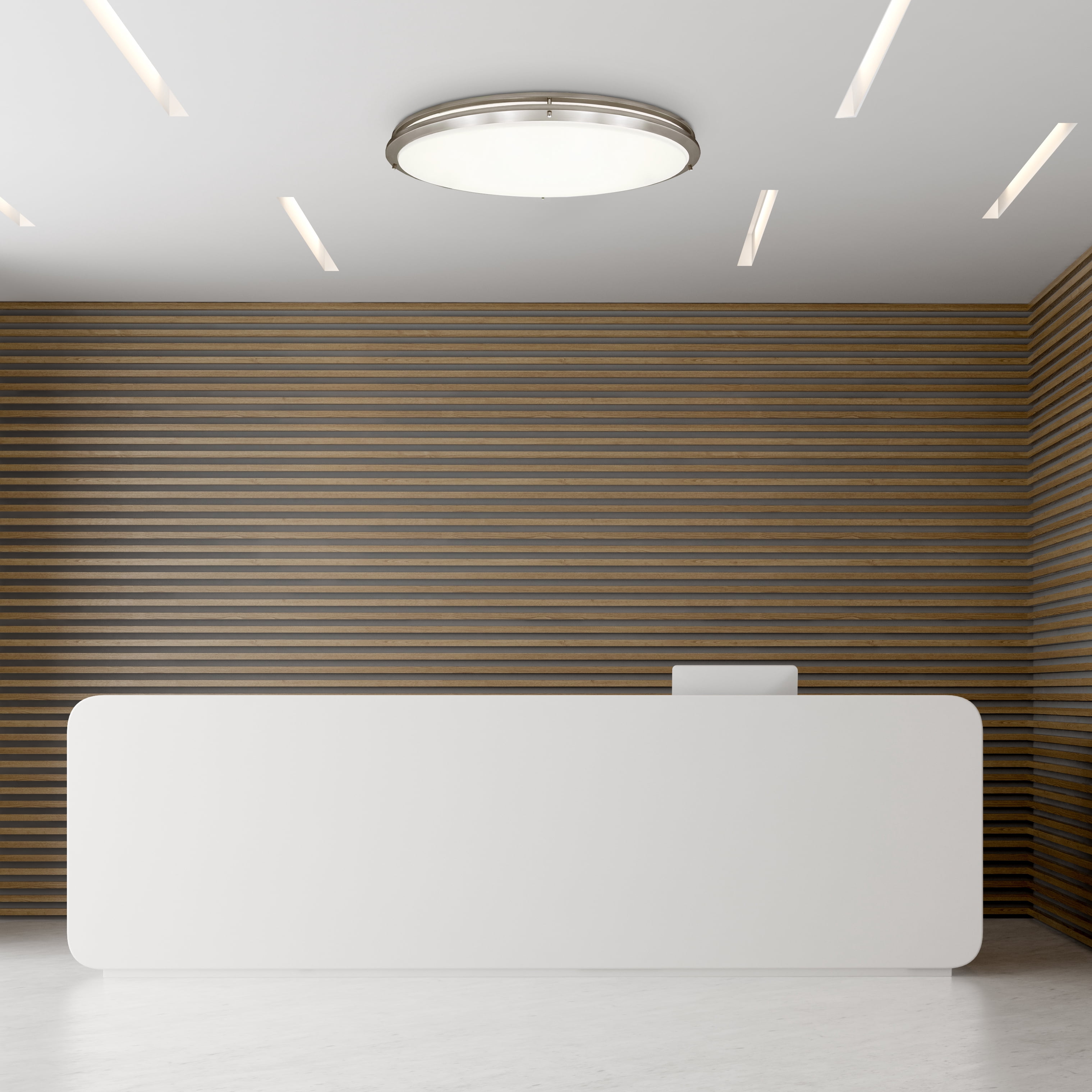 Maxxima 32” 3 CCT Oval Satin Nickel LED Ceiling Mount Light Fixture, Color Selectable 3000K-5000K, 5500 Lumens, Dimmable