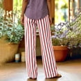 thumbnail image 6 of Mifsaly Striped Linen Pants Women High Waisted Wide Leg Summer Pant Lightweight Loose Fit Casual Beach Vacation Outfits with Pockets 2026 Pink,XL, 6 of 8
