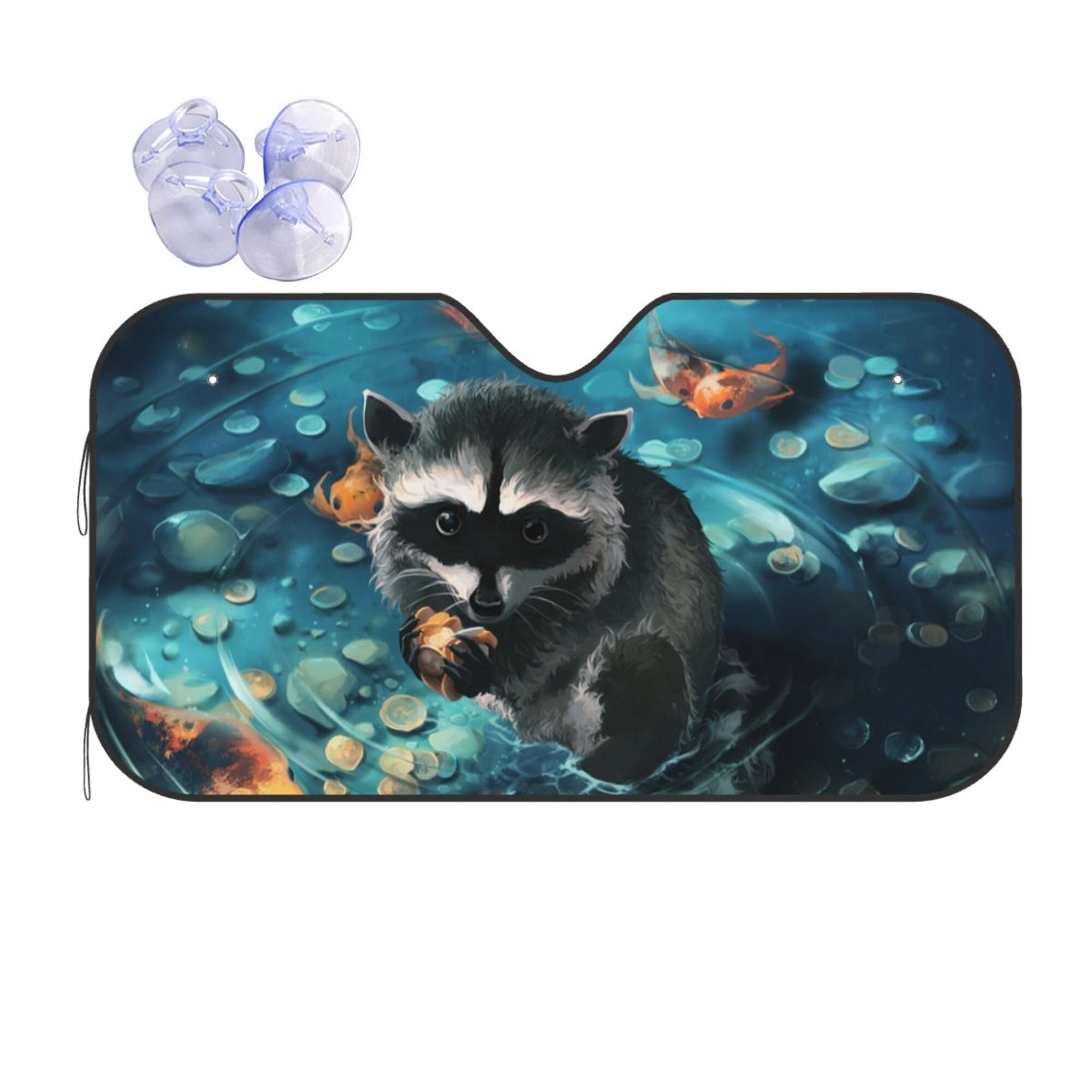 Fruit Raccoon Pattern Print Car Sun Shade