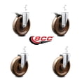 thumbnail image 2 of 6 Inch High Temp Phenolic 7/8 Inch Square Stem Caster Set 2 Total Lock Brake SCC, 2 of 2