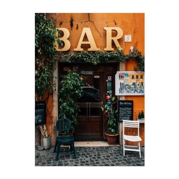 Bar, Trastevere - Rome Lazio Italy Photography Unframed Wall Art Print 5 x 7 inches