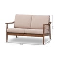 thumbnail image 4 of Baxton Studio Venza Mid-Century Modern Walnut Wood Light Brown Fabric Upholstered 2-Seater Loveseat, 4 of 15