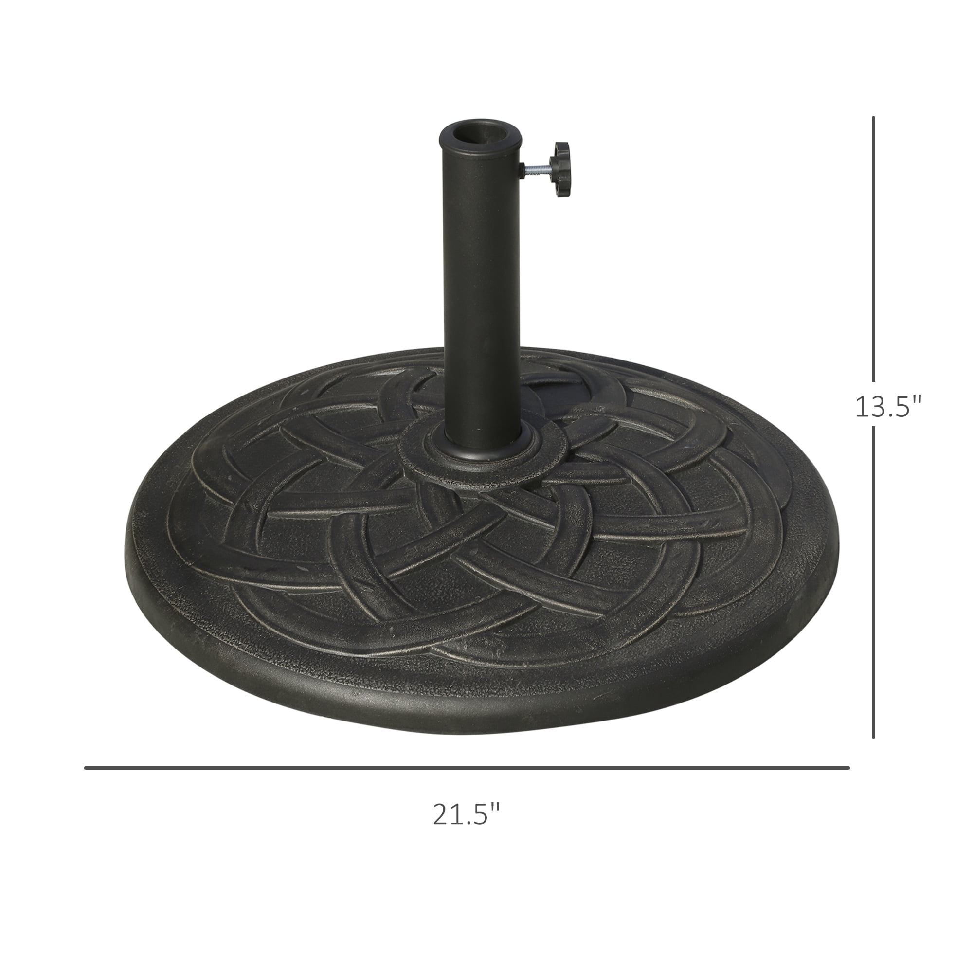 22" 42 lbs Round Resin Umbrella Base Stand Market Parasol Holder with Beautiful Decorative Pattern & Easy Setup, for 桅1.5", 桅1.89" Pole, for Lawn, Deck, Backyard, Garden, Bronze