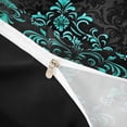 thumbnail image 3 of Manfei Bohemian Damask Duvet Cover King, Black Cyan Comforter Cover King, Victorian Flower Bed Cover, Breathable Bedroom Decoration, Zipper Closure and Reversible 3pcs, 3 of 6