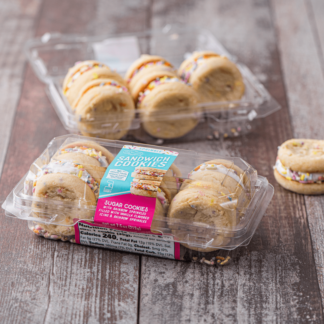Our Specialty Sugar Sprinkle Sandwich Cookies With Vanilla Icing, Nut Free, 12 Cookies