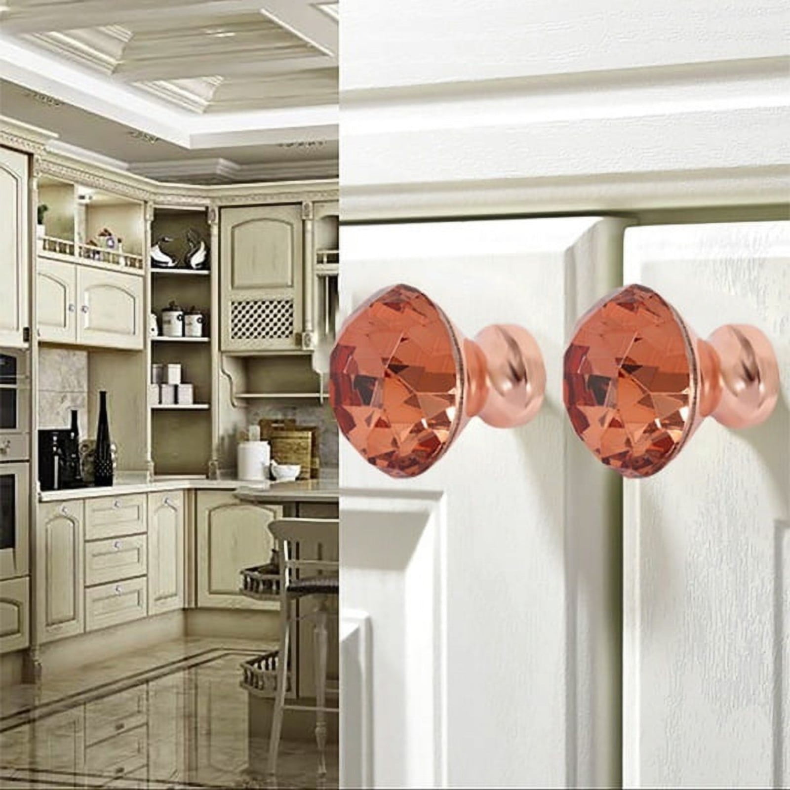 Crystal Glass Cabinet Knobs 30mm Diamond Shape Drawer Kitchen Cabinets Dresser Cupboard Wardrobe Pulls Handles