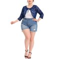 thumbnail image 2 of Unique Bargains Women's Plus Size Shrug Floral Lace Tie Neck Bolero Cardigan, 2 of 6
