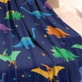 thumbnail image 3 of Dark Blue Dinosaurs Colorful Pattern Blanket,Comfortable Soft Flannel Throw Blanket,All Season,Warm Lightweight Blankets for Sofa Bed Couch Living Room Chair,30"x40", 3 of 4