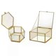 thumbnail image 1 of Caja hexagonal de cristal transparente para anillos, caja para anillos de boda, joyero geométrico de cristal transparente, organizador de joyas, soporte de mesa, contenedor., 1 of 5
