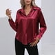 thumbnail image 2 of Camisa de manga larga de satén para mujer, blusa de imitación de seda, primavera-verano, 2 of 6