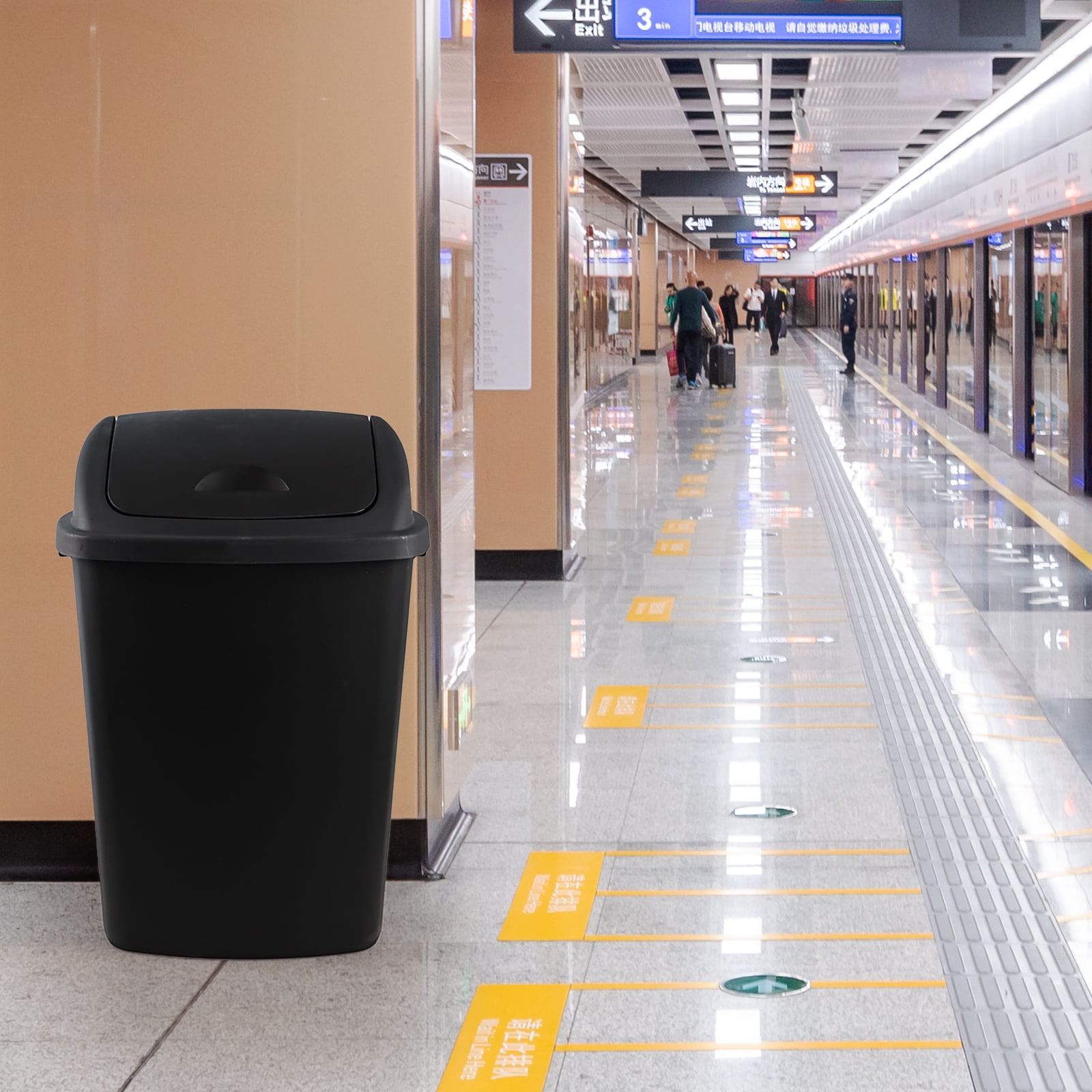 Gloreen 70 L Black Garbage Bin with Swing Lid, Extra Large Plastic Trash Can, 4 Pack