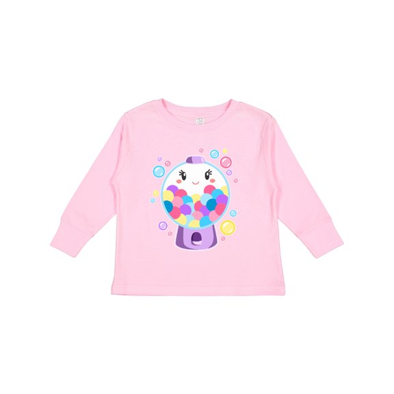 Inktastic Cute Gumball Machine and Bubbles Boys or Girls Long Sleeve Toddler T-Shirt