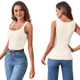 thumbnail image 3 of Camiseta Sin Mangas de Punto Acanalado Informal con Cuello Cuadrado de Verano para Mujer, Color , Talla XL, 3 of 6
