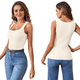 thumbnail image 3 of Camiseta Sin Mangas de Punto Acanalado Informal con Cuello Cuadrado de Verano para Mujer, Color , Talla XL, 3 of 6