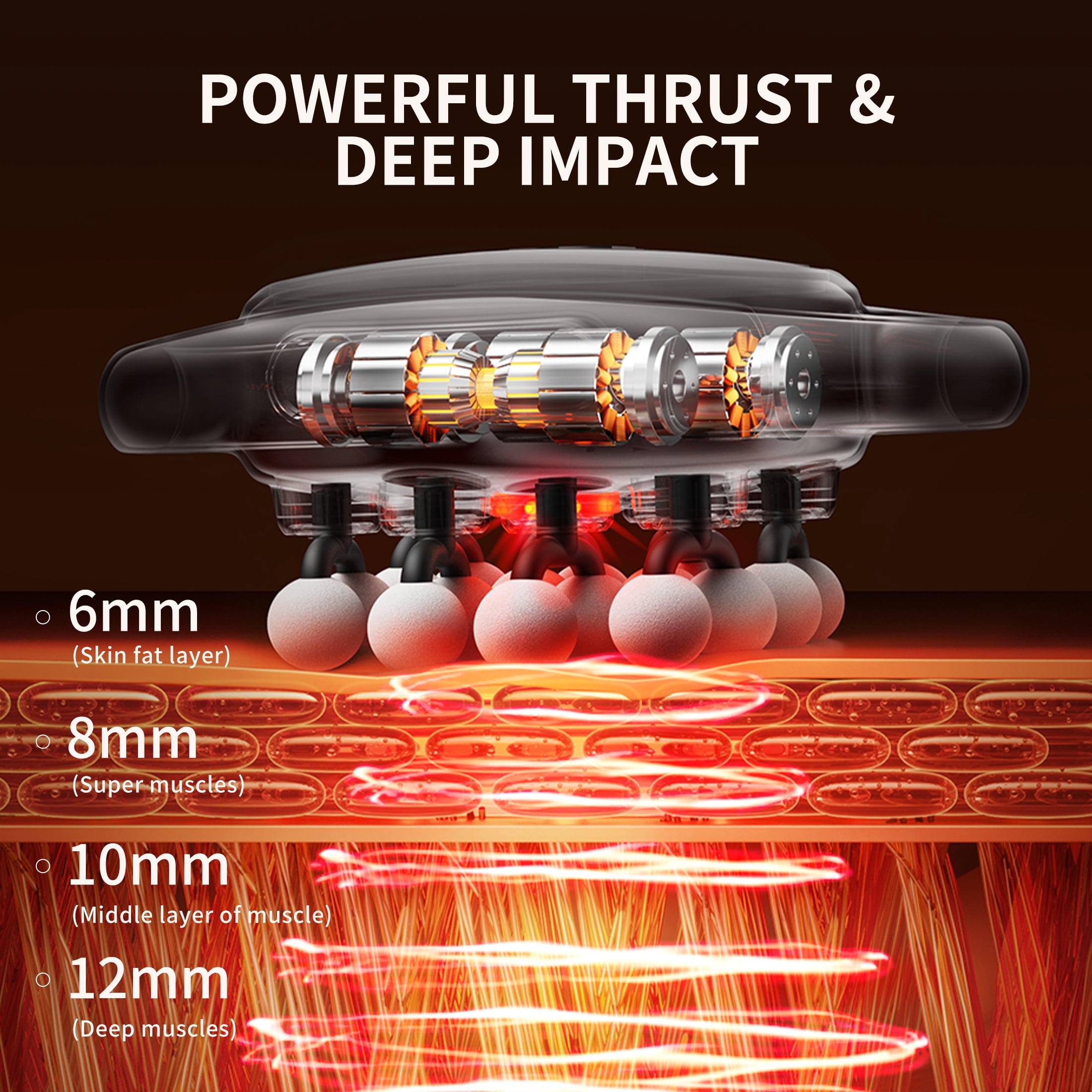 VTT Deep Tissue Massage Gun, 16 Head Percussion Massager for Muscle Recovery, Portable Full Body Pain Relief for Men & Women