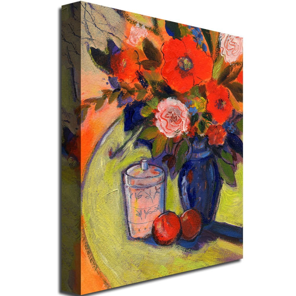 Trademark Art "Red Flowers with Jar" Canvas Wall Art by Shelia Golden