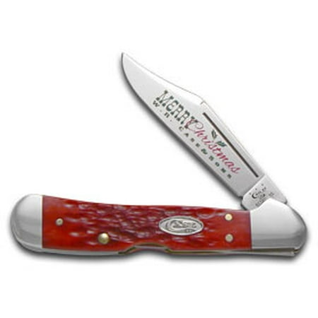 - CASE XX Christmas Jigged Dark Red Bone Mini Copperlock Stainless Pocket Knife Knives