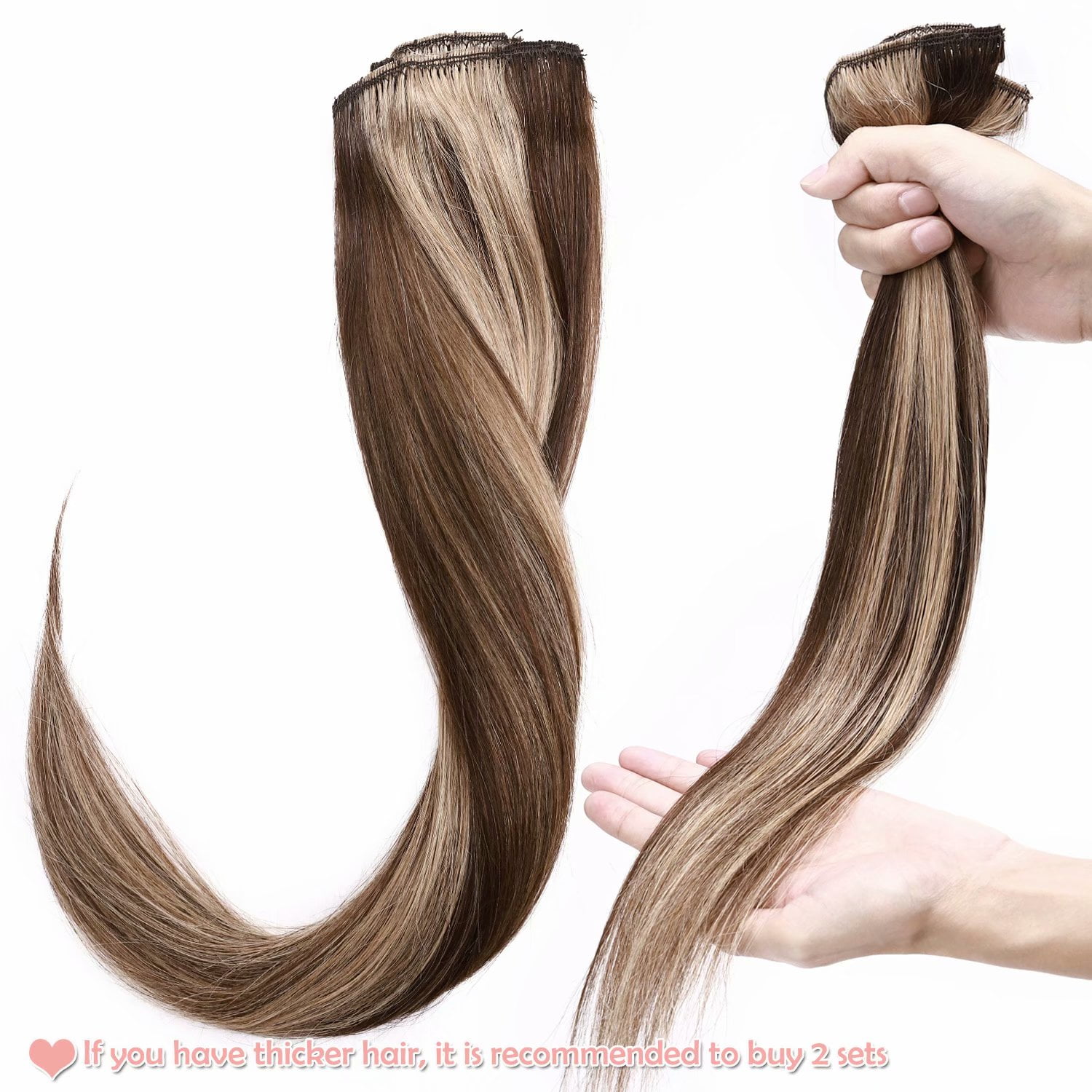Benehair 100% Real Remy Human Hair Extensions Clip In 8Pcs Hair Weft Full Head Women Highlight Blonde Hair