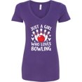 thumbnail image 3 of Inktastic Just a Girl Who Loves Bowling Women's V-Neck T-Shirt, 3 of 5