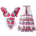 thumbnail image 2 of SDNall Bikini Rétro à Fleurs Ajusté pour Femmes, Maillot de Bain une Pièce Aguichant avec Robe, 2 of 9
