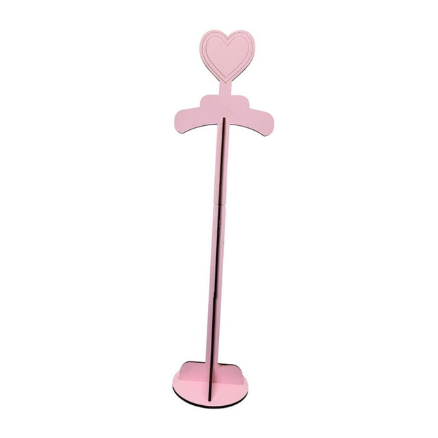 Tnarru Heart Topped Dress Hanger Clothing Rack Wood Shop Baby Clothes Display Stand Pink