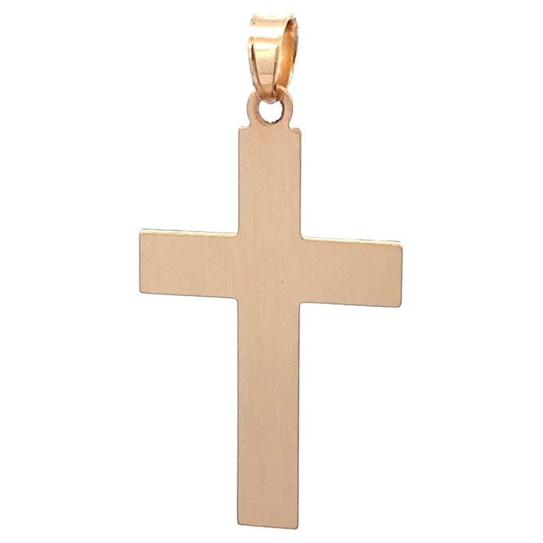 Brilliance Fine Jewelry 14 KT Yellow Gold Florentine Cross with Rippled Edges Design Religious Pendant