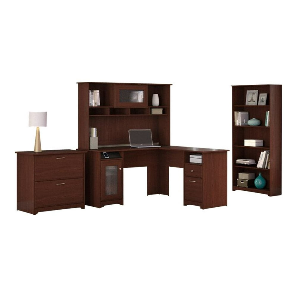 Bush Furniture Cabot Desk with 5shelf bookcase, 2drawer lateral