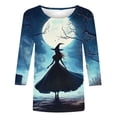 thumbnail image 3 of Women Halloween Graphic Tees Witch T Shirt Short Sleeve Crewneck Breathable for Festival Everyday Wear, 3 of 5