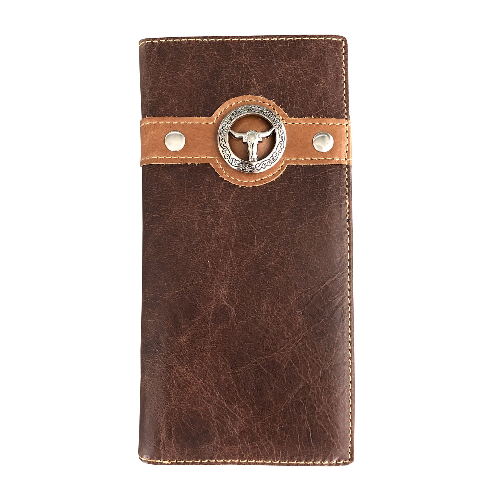 Janhooya - Mens Cowboy Wallet Genuine Leather Long Bifold Western Wallet for Men Longhorn ...