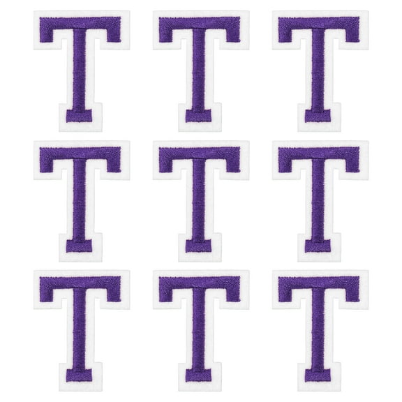 Uxcell Iron on Letter Patches 2" Alphabet T Iron on Embroidered Patch for Clothing Repair(Purple, Pack of 9)