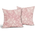 thumbnail image 2 of Vintage Floral Pillow Covers 16x16 Inch Set of 2 Pink Floral Outdoor Decorative Throw Pillows Chinoiserie Flower Pillowcases Rustic Farmhouse Cushion Covers for Couch Home Decor, 2 of 4