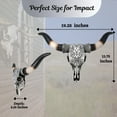 thumbnail image 5 of Tooled Silver Resin Bull Skull Wall Decor with Scrolls Design | Western Rustic Southwestern Home Accent | Faux Cow Skull Wall Art | Unique Animal Head Decor for Living Room or Ranch House 19.25" (L), 5 of 7