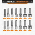 thumbnail image 2 of Uxcell 14pcs Hex Nut Driver Drill Bit 3/16"-7/16" 5-12mm Metric SAE 6-Point Drill Socket 1/4" Hex Shank CR-V Steel Quick-Change Nut Impact Driver Bit Set with Bit Holder, 2 of 5