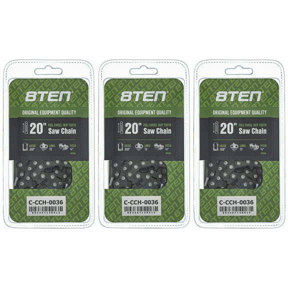 Full Chisel Skip Tooth Chainsaw Chain 20 inch .050 3/8 72DL for Husqvarna 3 Pack 810-CCC2258H