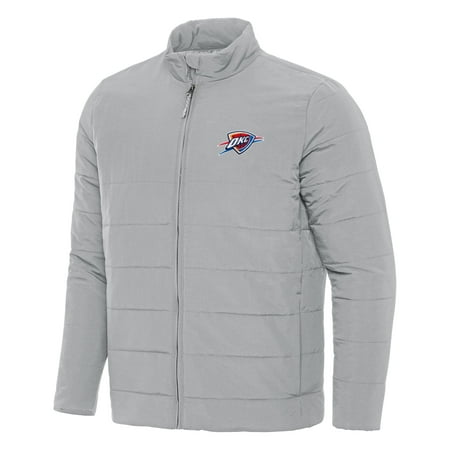 Men s Antigua Gray Oklahoma City Thunder Swelter Full-Zip Puffer Jacket
