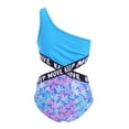 thumbnail image 6 of Aislor Kids Girls 1Ps Swimsuit Single Shoulder Strap Bodysuit Letter Print Bathing Suit Beach Swimming, 6 of 7