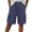 Navy, variant on Women's Fashionable Casual Slit with Pocket Cotton Linen Loose Shorts Green XXL