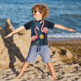 thumbnail image 3 of FORMRS Boys Rash Guard Short Sleeves Swim Shirt Quick Dry UPF 50+ Sun Protection, Sizes 3-12T, Floral Flamingo, 3 of 6