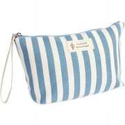 Riah Fashion Black Vertical Striped Cosmetic Pouch