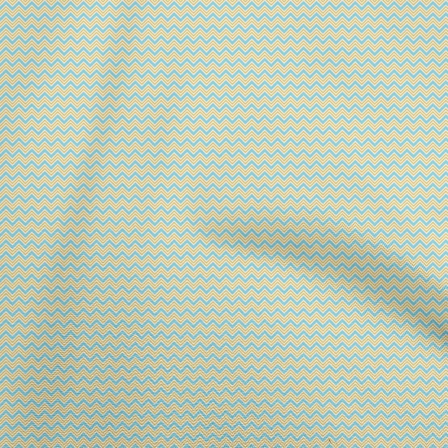 oneOone Polyester Spandex Light Blue Fabric Chevron Sewing Material Print Fabric By The Yard 56 Inch Wide