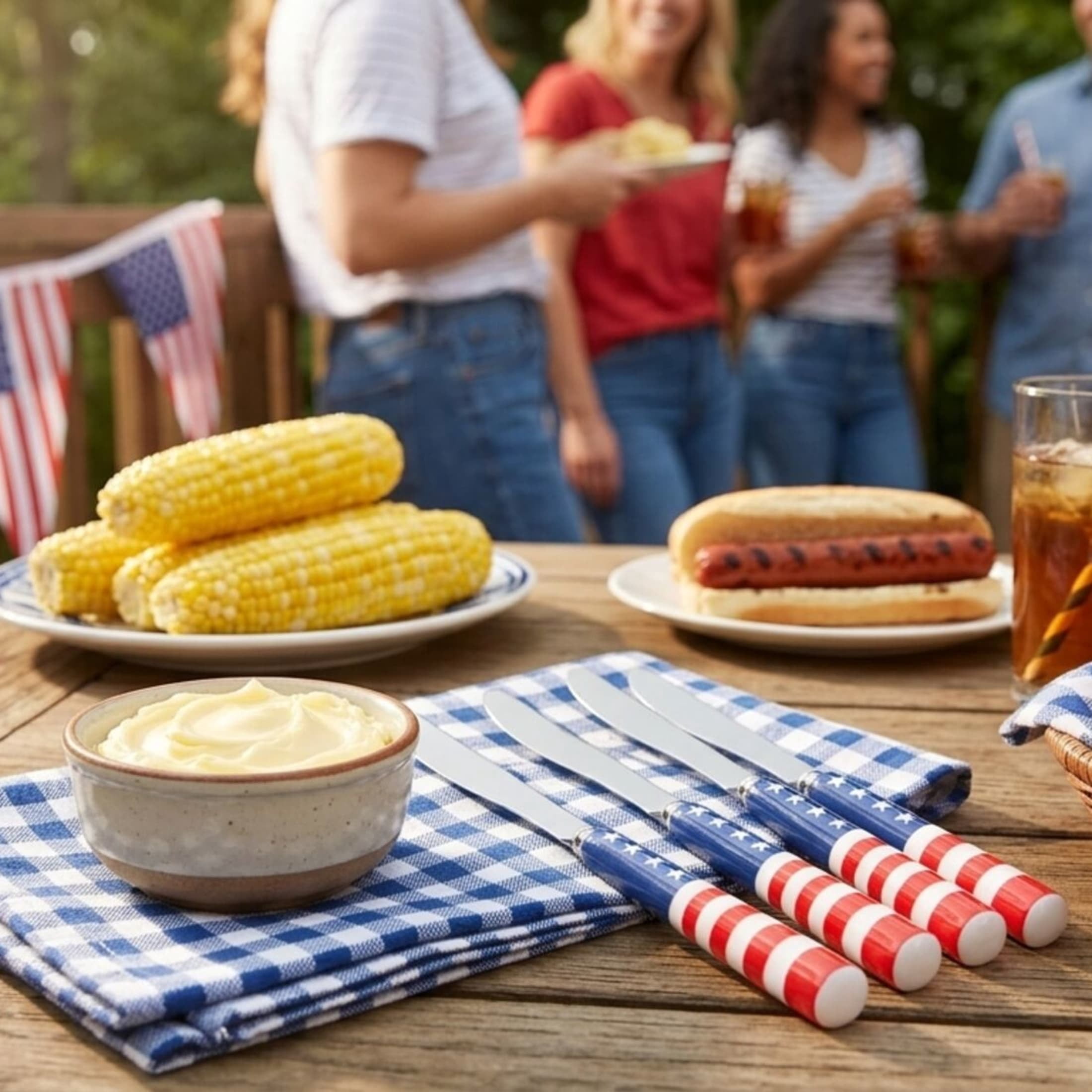 International Silver Stars and Stripes Ceramic Handle Spreader Set of 4