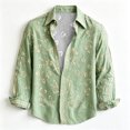 thumbnail image 5 of Men's Boho Floral Print Long Sleeve Shirt 70s Vintage Button Up Shirt Relaxed Fit Holiday Party Wear Shirt, 5 of 5
