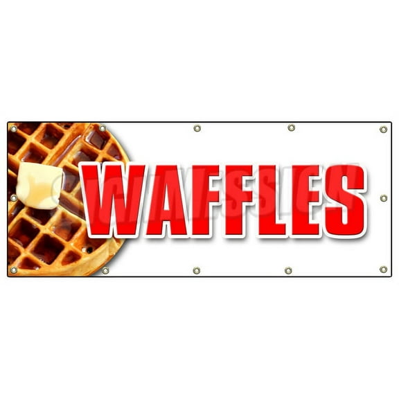 Waffles Banner 48" X 120" Heavy Duty 13 Oz Vinyl Banners with Grommets Single Sided