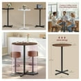 thumbnail image 6 of LEDREM 41.1-Inch Round Bar Table, High Top Cocktail Table with Cross Base & Adjustable Feet, for 2-3 People, Natural Walnut, 6 of 6