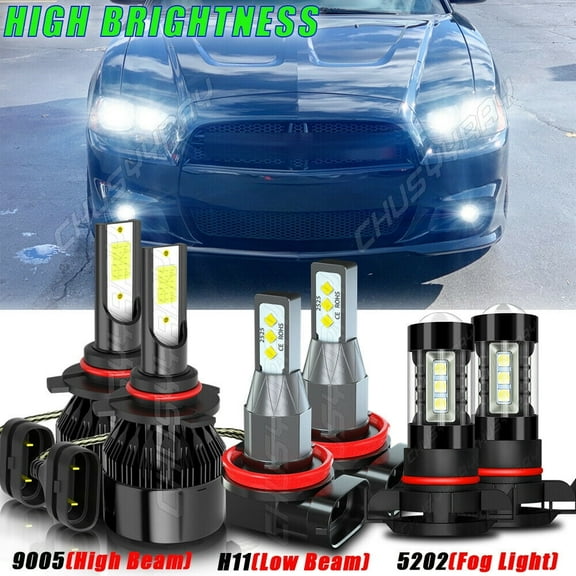 Para for Dodge Charger 2011-2014 LED Faro Hi / Lo Luz Antiniebla 6x Bulbs