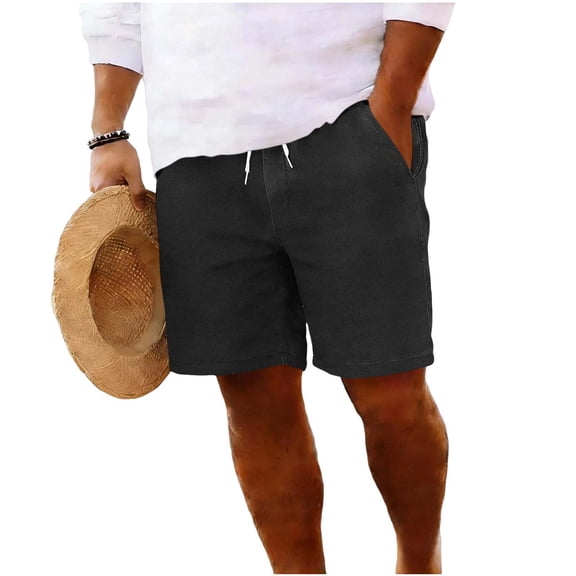 Plus Size Shorts for Men Trendy Solid Color Elastic High Waist Straight Leg Solid Color Baggy Biker Running Gym Bermuda Shorts S-4XL