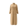 thumbnail image 5 of BRGZLK Womens Zipper Robe Trendy Stand Collar Long Sleeves Soft Bathrobe Full Length Housecoat Solid Color Soft Stretch Bath Robe with Pockets for Morning Night Wear Khaki 2XL, 5 of 5