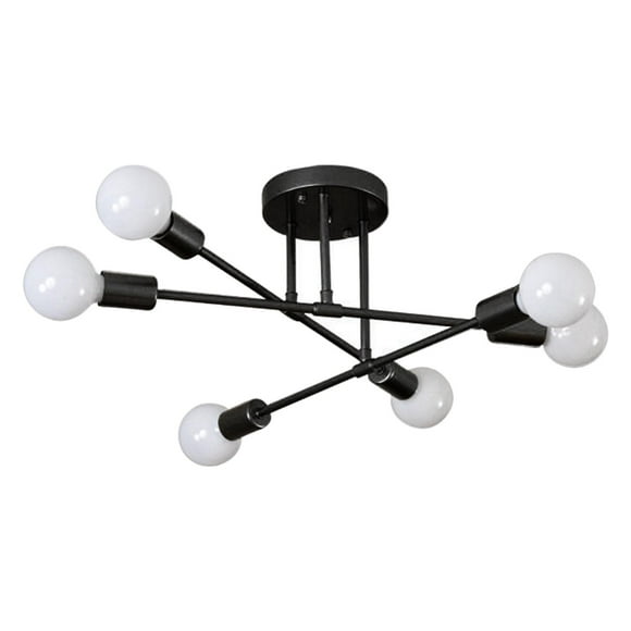 6 Light Chandelier Iron Ceiling Lamp Light Fixture Light for Bar Black