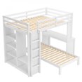 thumbnail image 5 of Full XL/Full over Twin Bunk Bed with Dismountable Lower Bed and Desk, Solid Wood Bunk Beds Frame with Built-in Shelves and Wardrobe, Can be Converted into Loft Bed, White, 5 of 18